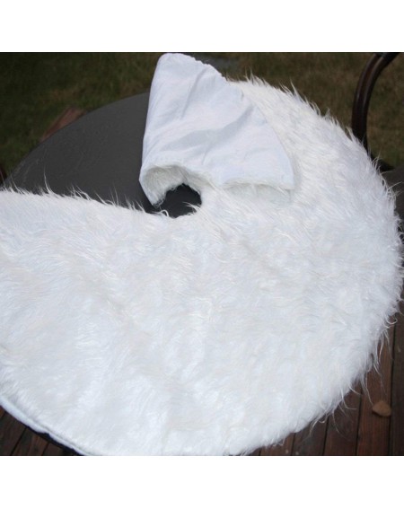 Tree Skirts 48 inch Faux Fur Christmas Tree Skirt Snowy White Tree Skirt for Christmas - Snowy White - CI18AKLL2GW $23.29