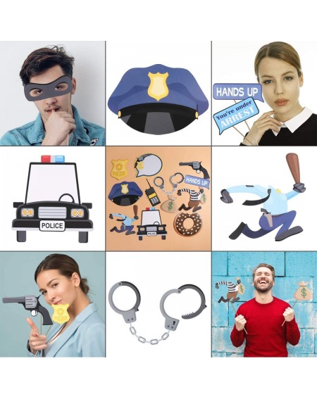 Photobooth Props 21Pcs Police Photo Booth Props Kit Fun Police Party Supplies for Kids Police Birthday Party Decorations- Pol...