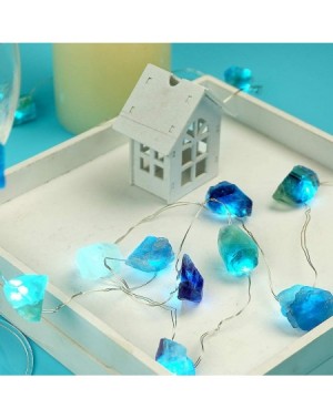 Indoor String Lights Natural Fluorite String Lights Battery Operated with Remote Sea Glass Raw Stones Decorative Lights 6.5ft...