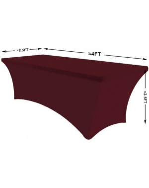 Tablecovers 4Ft Rectangular Fitted Spandex Tablecloths Wedding Party Table Covers Event Stretchable Tablecloth (Maroon) - Mar...