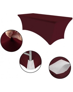 Tablecovers 4Ft Rectangular Fitted Spandex Tablecloths Wedding Party Table Covers Event Stretchable Tablecloth (Maroon) - Mar...