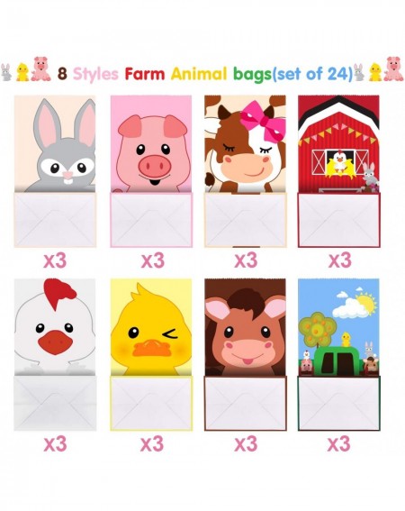 Party Packs Farm Animal Party Favor Bags-Barnyard Birthday Treat Goody Bags For Farm Animal Party Supplies Pack of 24 - CU18S...