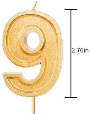 Cake Decorating Supplies 2.76 Inches Large Birthday Candles Gold Glitter Birthday Cake Candles Number Candles Cake Topper Dec...