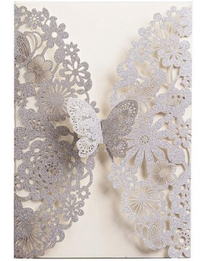 Invitations 20x Laser Cut Lace Flora Wedding Invitation Cards with Butterfly and Envelopes for Bridal Shower Engagement Quinc...