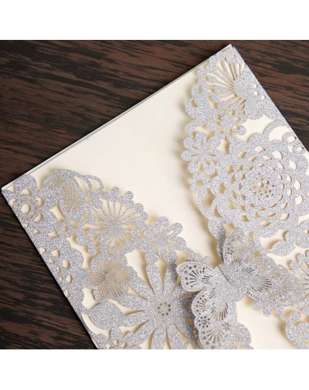 Invitations 20x Laser Cut Lace Flora Wedding Invitation Cards with Butterfly and Envelopes for Bridal Shower Engagement Quinc...