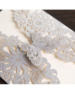 Invitations 20x Laser Cut Lace Flora Wedding Invitation Cards with Butterfly and Envelopes for Bridal Shower Engagement Quinc...