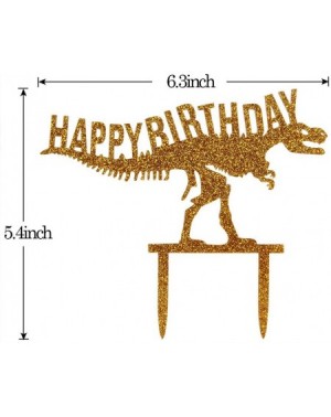 Cake & Cupcake Toppers Gold Happy Birthday Cake Topper with Dinosaur- Happy 1st 2nd 3rd 4th 5th 10th Children's Birthday Part...