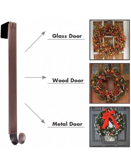 Wreath Hangers L-05- Adjustable Hanger Holder & Wreath Hook Door- Bronze - Bronze - CI18HU8ZW2Y $15.13