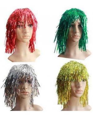 Favors 4 Pcs Glittering Foil Wig Foil Tinsel Costume Wig for Costume Ball Masquerade - CV18EHXM98G $7.73