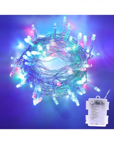 Outdoor String Lights Christmas LED String Lights 8 Modes 33Ft 100 LEDs Battery Operated 8 Modes Twinkling Starry Fairy Light...