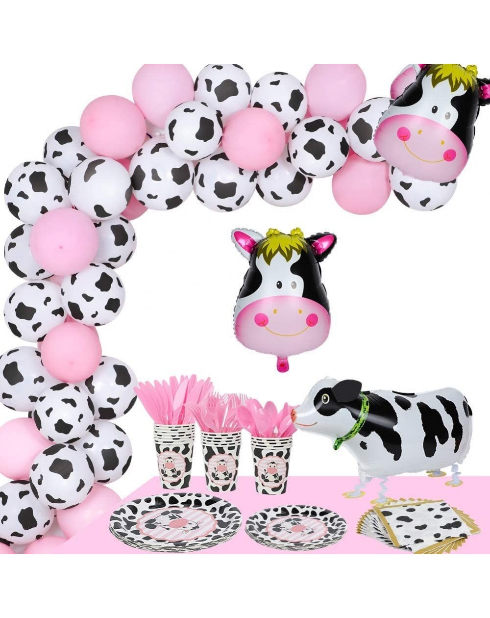 Party Packs 165 Pcs Cow Party Supplies Plate Balloon Birthday Decorations Set - Farm Party Dinnerware Cow Plates Cups Cutlery...