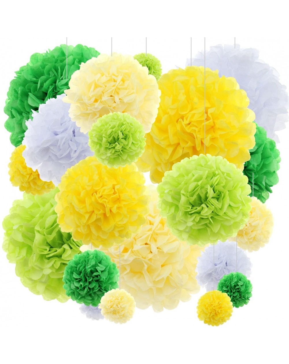 Tissue Pom Poms Yellow Green DIY Tissue Paper Pom Poms Flowers Party Decorations Backdrop- 20 pcs - yellow - C7184G7ZGMU $11.67