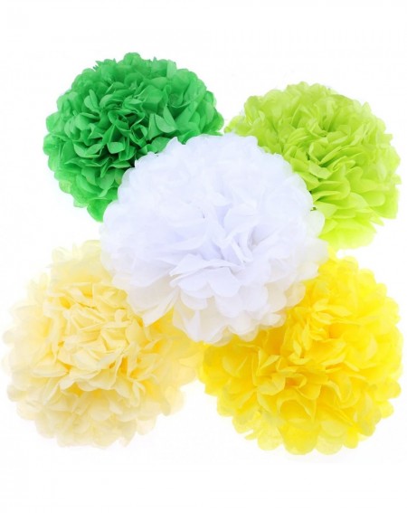 Tissue Pom Poms Yellow Green DIY Tissue Paper Pom Poms Flowers Party Decorations Backdrop- 20 pcs - yellow - C7184G7ZGMU $11.67