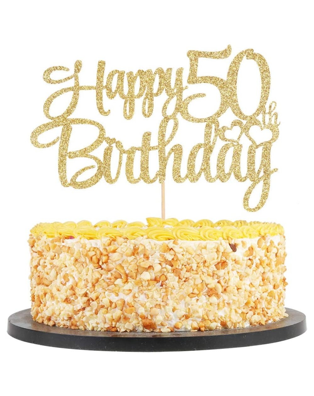 Golden Glitter 50 Happy Birthday Cake Topper - Birthday Party ...
