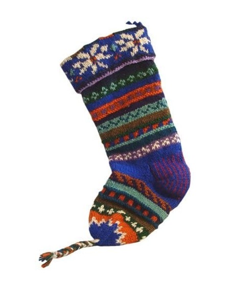 Stockings & Holders Handknit Wool Christmas Stockings - Blue Stripe - CP116V63M3L $39.04