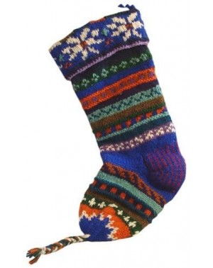 Stockings & Holders Handknit Wool Christmas Stockings - Blue Stripe - CP116V63M3L $39.04