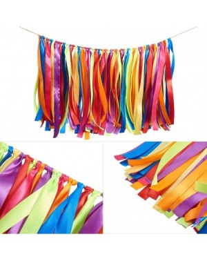 Banners & Garlands Ribbon Tassel Garland- Colorful Fabric Banner Ribbon Hanging Decoration Backdrop for Baby Shower- Weddings...