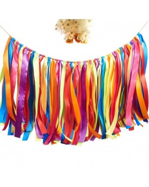 Banners & Garlands Ribbon Tassel Garland- Colorful Fabric Banner Ribbon Hanging Decoration Backdrop for Baby Shower- Weddings...