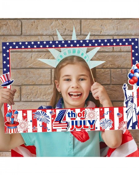 Photobooth Props 4th Fourth of July Photo Frame Decorations Large Size Patriotic Photo Booth Prop US American Flag Picture Ph...