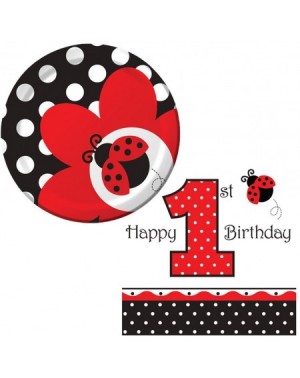 Party Packs Ladybug Fancy Birthday Party Supplies Pack 16 Guests - 16 Paper Dessert Plates and 16 Paper Beverage Napkins - Ad...