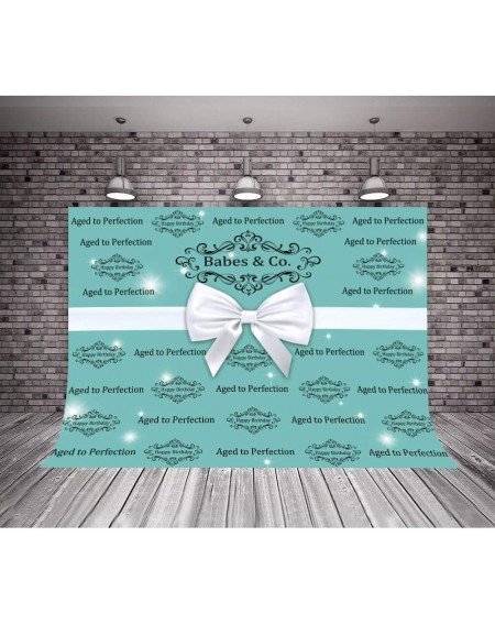 Photobooth Props 10X7ft Babes Co Blue Turquoise Bowknot Photography Backdrop Aged to Perfection Glitter Step and Repeat Break...