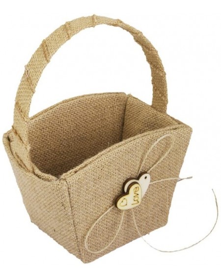 Ceremony Supplies Double Heart Wedding Flower Girl Basket with Bowknot - CB12LK70N1T $12.34
