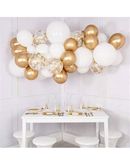 Balloons Confetti Balloons Set- 60 Pack 12" White Gold and Confetti Latex Balloons Colorful Balloon Party Kit Supplies for We...