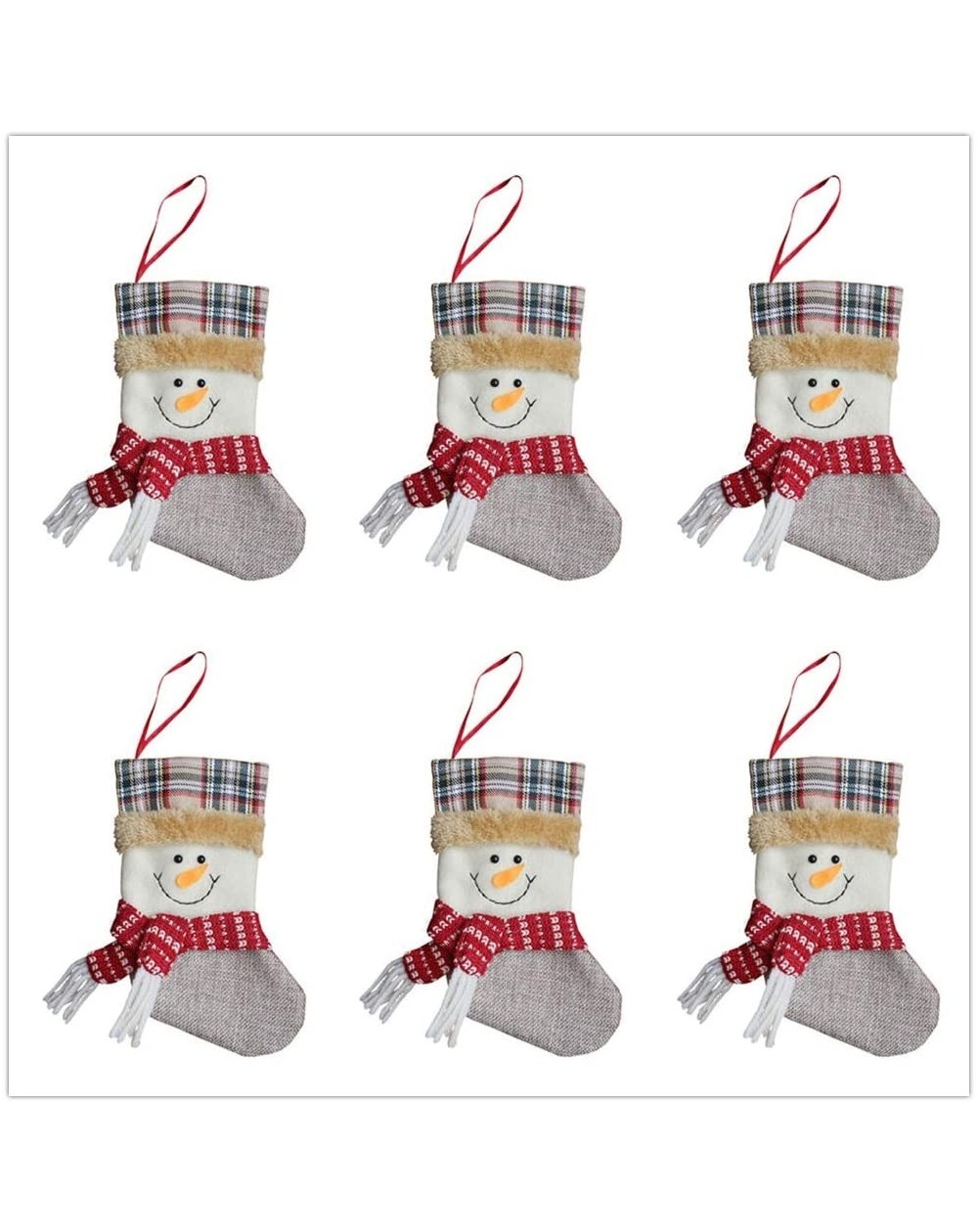 Stockings & Holders Christmas 3D Decorative Socks Candy Gift Bag- Snowman Gift Card Silverware Holders Pack of 6 Mini Christm...