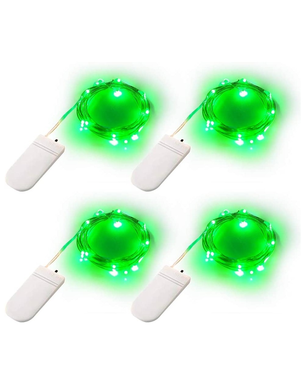 Indoor String Lights 4 Pack Green Fairy Lights 10ft 30 Micro LED String Lights Battery Operated Firefly Lights on Copper Wire...