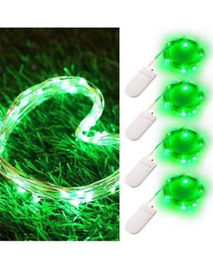 Indoor String Lights 4 Pack Green Fairy Lights 10ft 30 Micro LED String Lights Battery Operated Firefly Lights on Copper Wire...