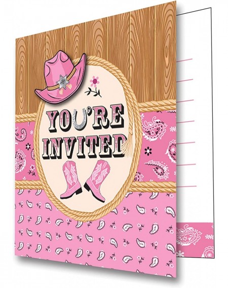 Invitations 8-Count Foldover Party Invitations- Pink Bandana Cowgirl - Pink Bandana Cowgirl - CA12DVNZKIB $8.10