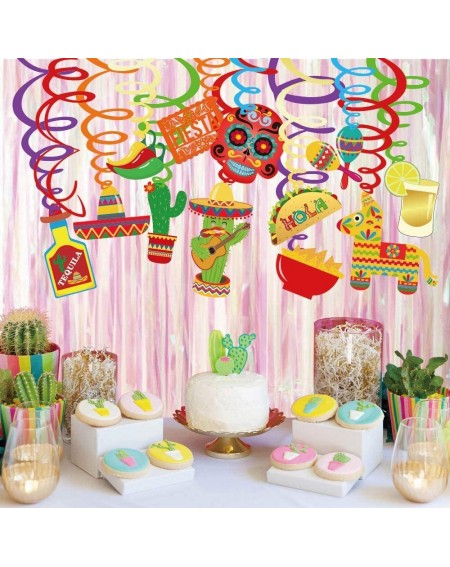 Favors 30 Count Fiesta Hanging Swirl Decorations Mexican Fiesta Cinco De Mayo Party Swirls Hanging Swirl Streamers Foil Hangi...