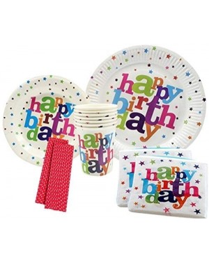 Party Packs 120 PCS Happy Birthday Plates & Napkins Set for 20 People-Sturdy Birthday Party Supplies Pack with Large Paper Pl...