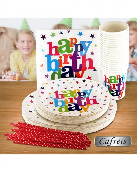 Party Packs 120 PCS Happy Birthday Plates & Napkins Set for 20 People-Sturdy Birthday Party Supplies Pack with Large Paper Pl...