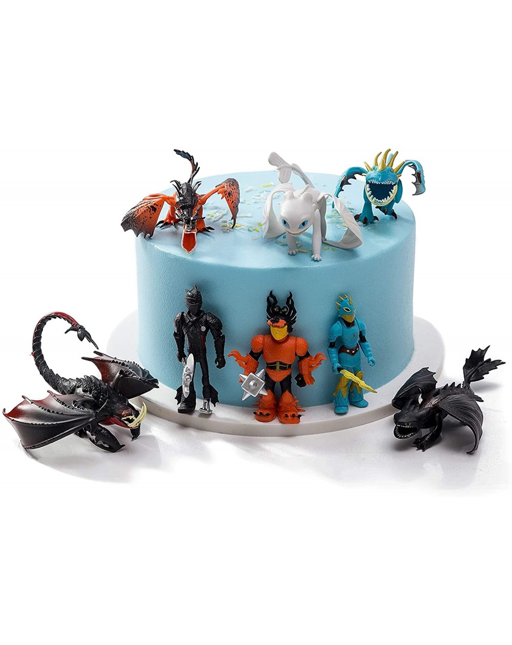 Cake & Cupcake Toppers Mini Dragon Toothless Light & Night Fury Hiccup Action Figures-Cake Toppers tall 3.46"-4.7" - C319GECM...