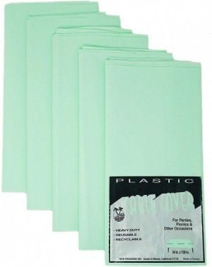 Tablecovers Heavy Duty Plastic Disposable & Reusable Table Covers- Rectangular Size 54" x 108" (Pack of 5) - Mint Set - Mint ...