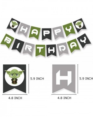 Banners Baby Yoda Happy Birthday Banner- Inspired by Star Wars- Cute Yoda Bday Party Bunting Decoration - Yoda Birthday - CM1...