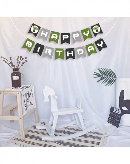 Banners Baby Yoda Happy Birthday Banner- Inspired by Star Wars- Cute Yoda Bday Party Bunting Decoration - Yoda Birthday - CM1...