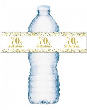 Favors 70 & Fabulous Water Bottle Labels Set of 20 Waterproof Water Bottle Wrappers Gold and White. Happy Birthday Labels - C...