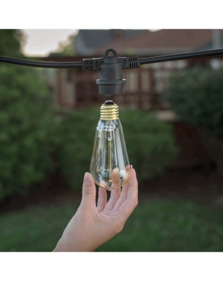 Outdoor String Lights 40W ST58 Bulb Nostalgic Vintage Edison Incandescent Weatherproof Outdoor String Lights- 48 feet- Black ...