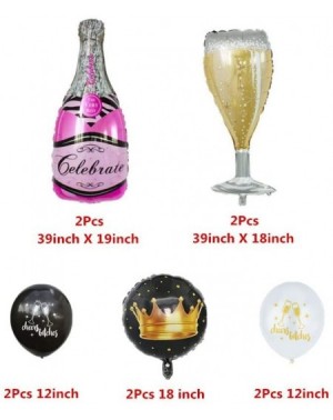 Balloons Champagne-Pink Bottle and Wine Goblet Glass Pink Foil Balloons-40 inch Helium Balloons Total 10Pcs for Birthday Brid...