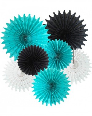 Tissue Pom Poms Bridal Shower Decorations Robin's Egg Blue White Black Tissue Paper Fan Decorations Robin's Turquoise Birthda...