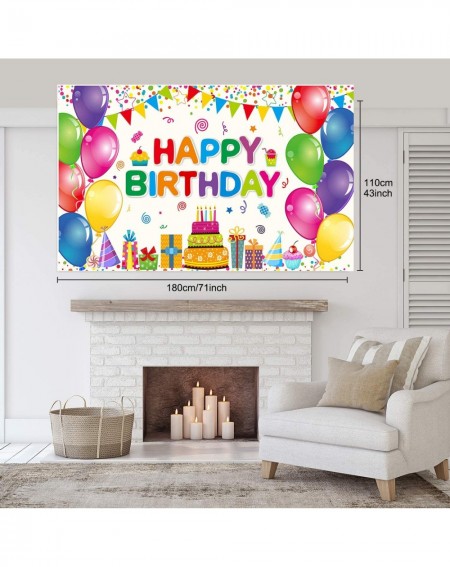 Banners Happy Birthday Banner Backdrop for Birthday Party Decoration Supplies Large 71 x 43" Colorful Fabric Backdrop for Kid...