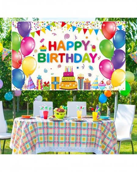 Banners Happy Birthday Banner Backdrop for Birthday Party Decoration Supplies Large 71 x 43" Colorful Fabric Backdrop for Kid...