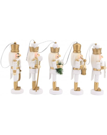 Nutcrackers Set of 5 Christmas Wooden Nutcracker Soldier Ornament Decoration for Home - Wreath Soldier - CD18LQ7GS79 $22.59