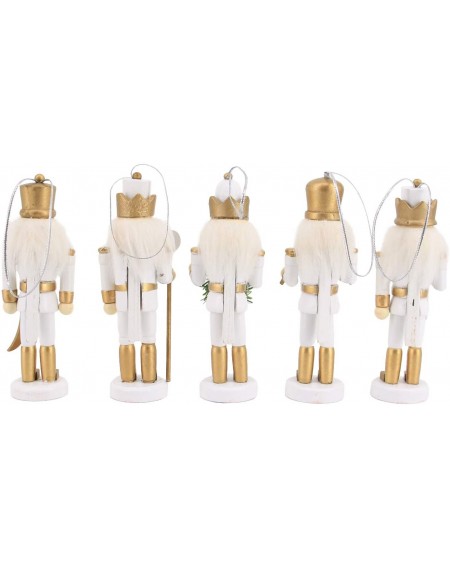 Nutcrackers Set of 5 Christmas Wooden Nutcracker Soldier Ornament Decoration for Home - Wreath Soldier - CD18LQ7GS79 $22.59