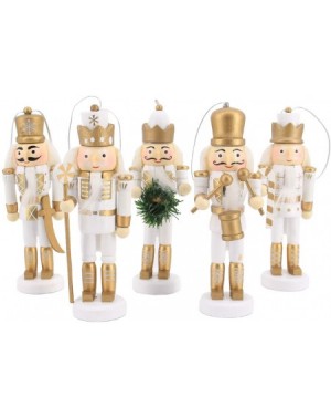 Nutcrackers Set of 5 Christmas Wooden Nutcracker Soldier Ornament Decoration for Home - Wreath Soldier - CD18LQ7GS79 $22.59