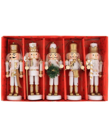 Nutcrackers Set of 5 Christmas Wooden Nutcracker Soldier Ornament Decoration for Home - Wreath Soldier - CD18LQ7GS79 $22.59