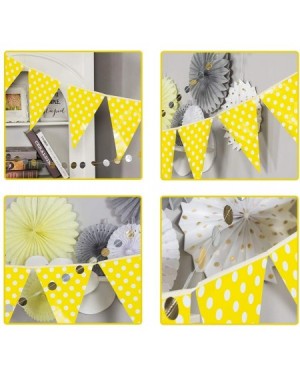 Banners & Garlands Grey Yellow Cream Party Decor Kit Tissue Paper Fan Bunting Banner Circle Dot Garland Baby Shower Birthday ...