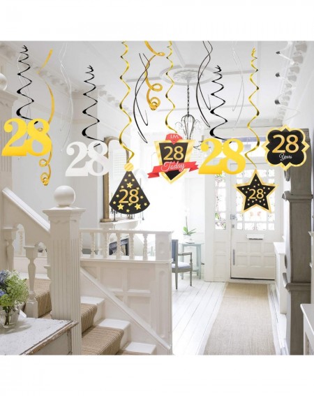 Streamers 28 Birthday Decoration Happy 28th Birthday Party Silver Black Gold Foil Hanging Swirl Streamers I'm Twenty-eight Ye...